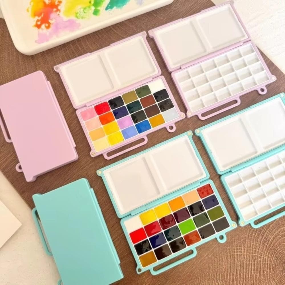 Caixa De Pintura Em Aquarela HWNOSU , Bandeja Dobrável Para De Viagem , Paleta Vazia Portátil De 24 Grades