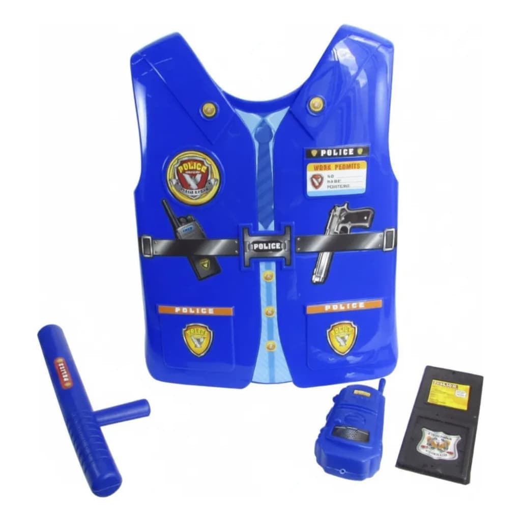 Brinquedo Kit Policial De Plastico C/4 Peças