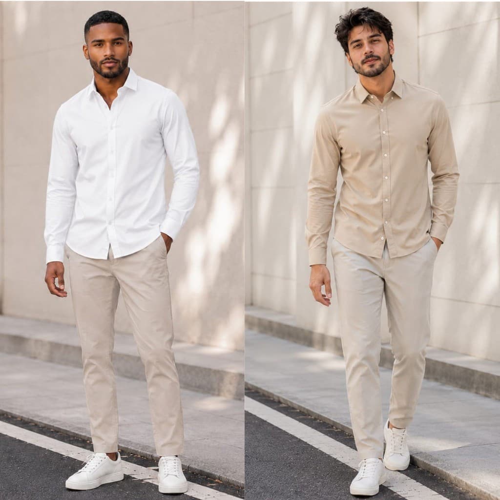 KIT 2 Camisa Social Unissex Manga Longa Slim Fit Elastano com Botão Tecnológica Anti Suor