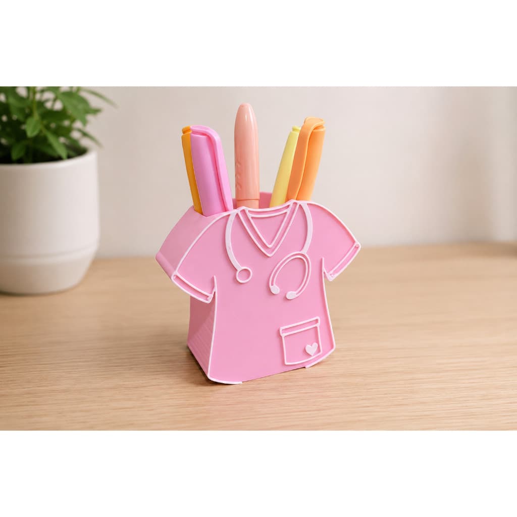 Porta Lápis Enfermeira Personalizado | Organizador de Mesa Médico Branco Decorativo para Canetas e Escritório
