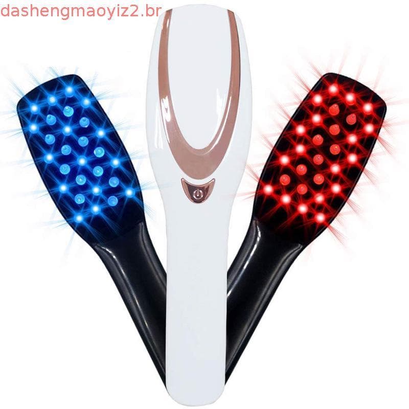 Vibração Elétrica Escova De Massagem De Cabelo Azul E Vermelho Luz Pente Do Crescimento Cabeça Pentes
