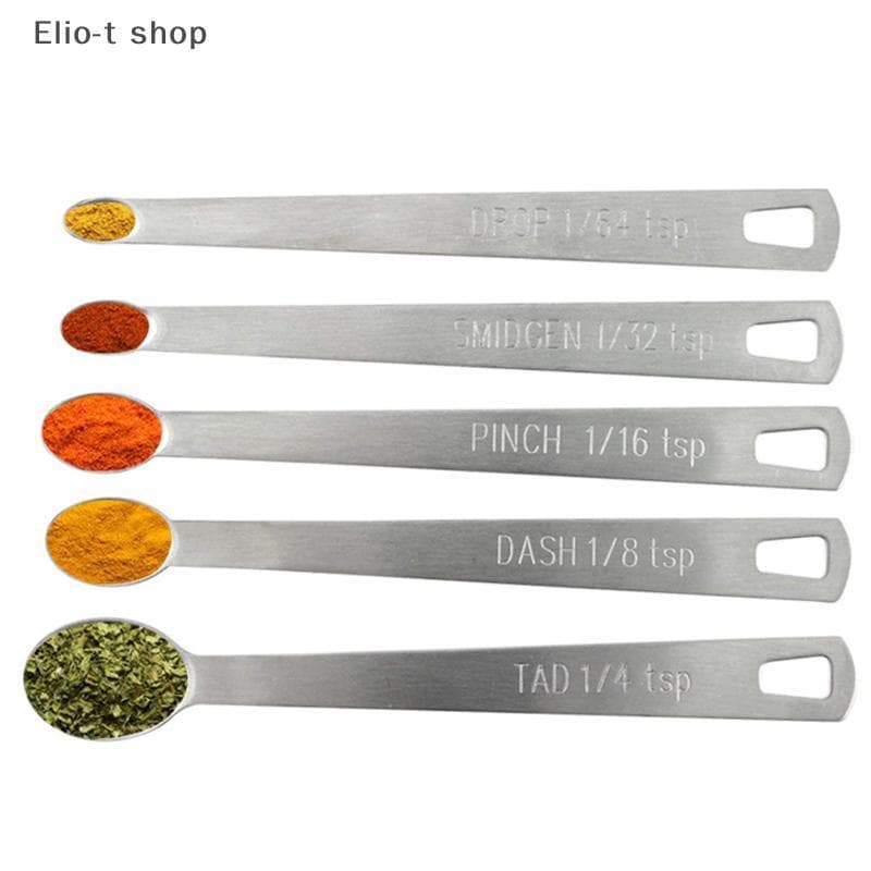 Elio-t 5 Unidades/Conjunto Colher Medidora De Aço Inoxidável Para Tempero De Café De Vários Tamanhos COD