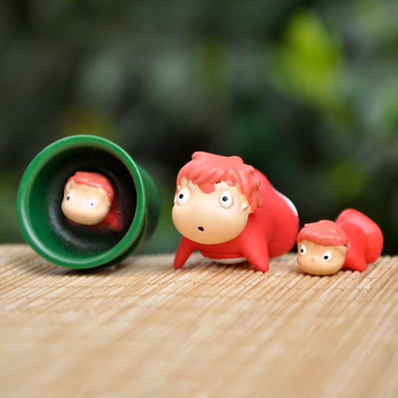 Conjunto de 3 peças de 2-3 cm, figura de anime "Poria do Mar" do Studio Ghibli, Princesa Goldfish, versão ZMA9.
