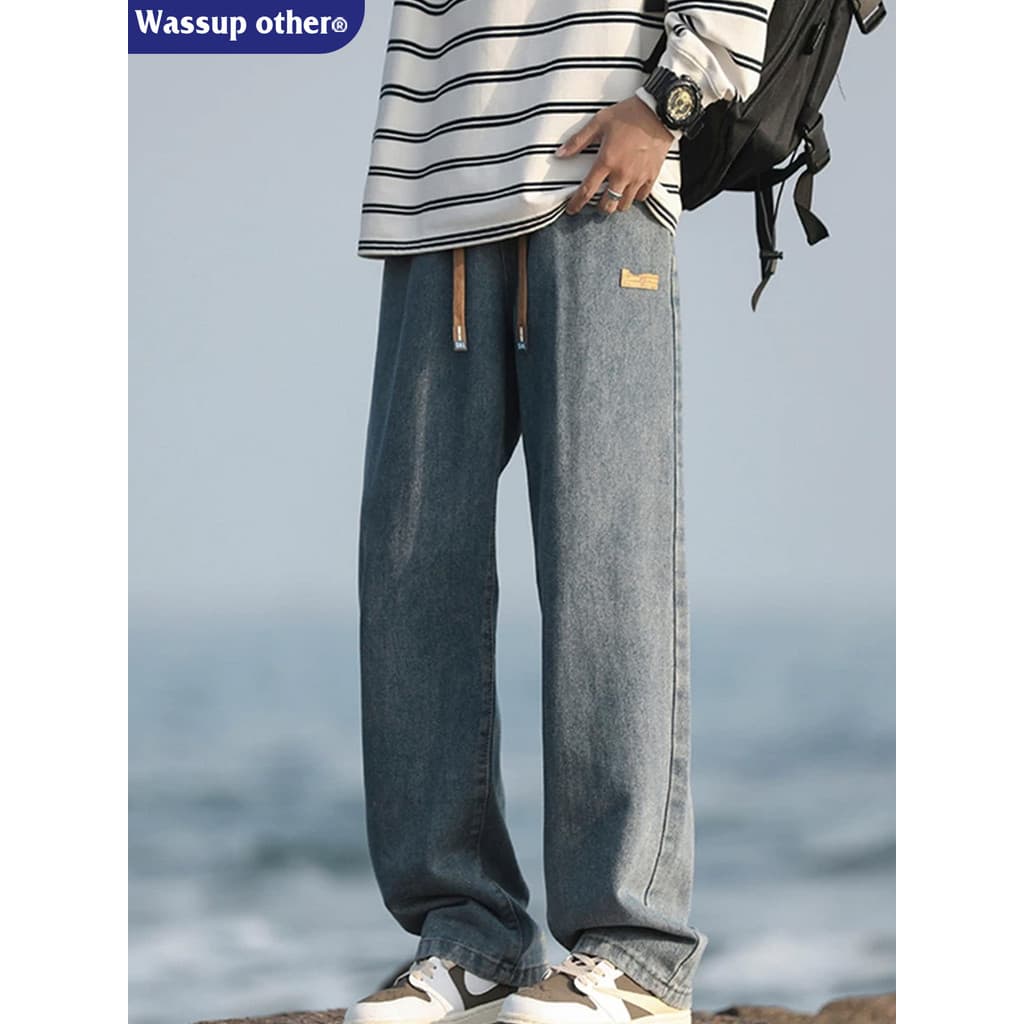 WASSUP OUTRO Jeans Americano Masculino Primavera Outono 2024 Novo Estilo Calças Retas Soltas Calças Casuais Masculinas