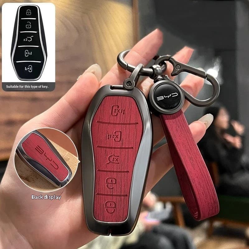 Capa de Chave Remota para BYD M9 DMi Emax 9, Suporte de Chave em Liga de Zinco, 5 Botões, Nova Energia