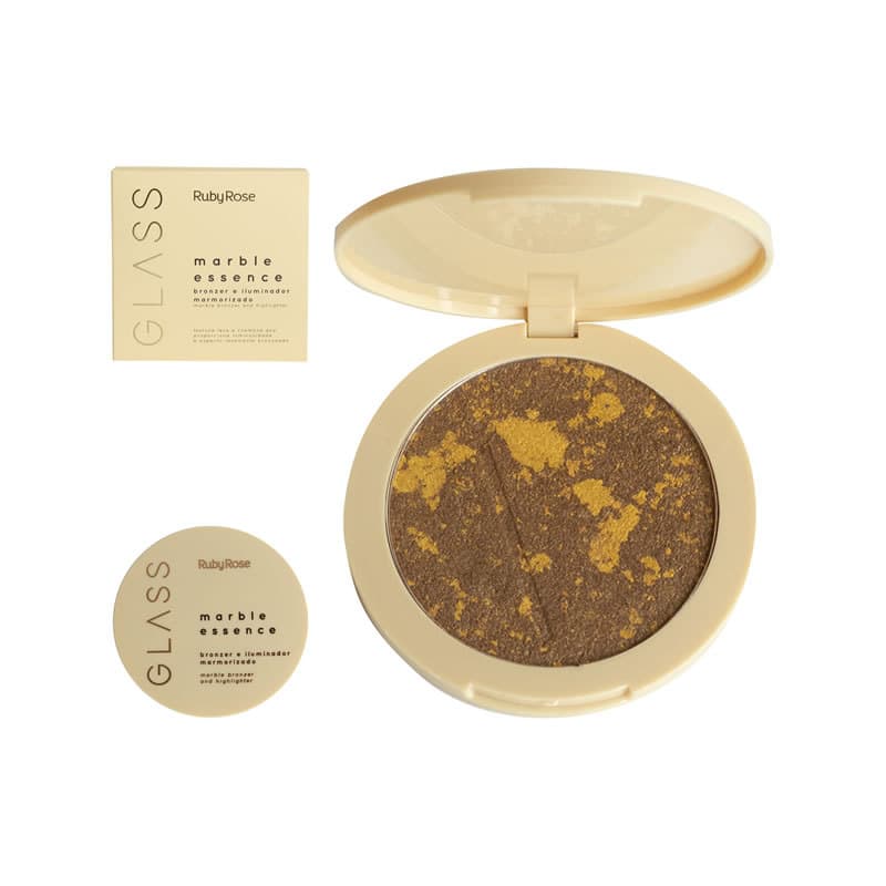 Marble Essence Bronzer e Iluminador Marmorizado Glass Cor 2 Ruby Rose HB-F1605-2 - Unidade