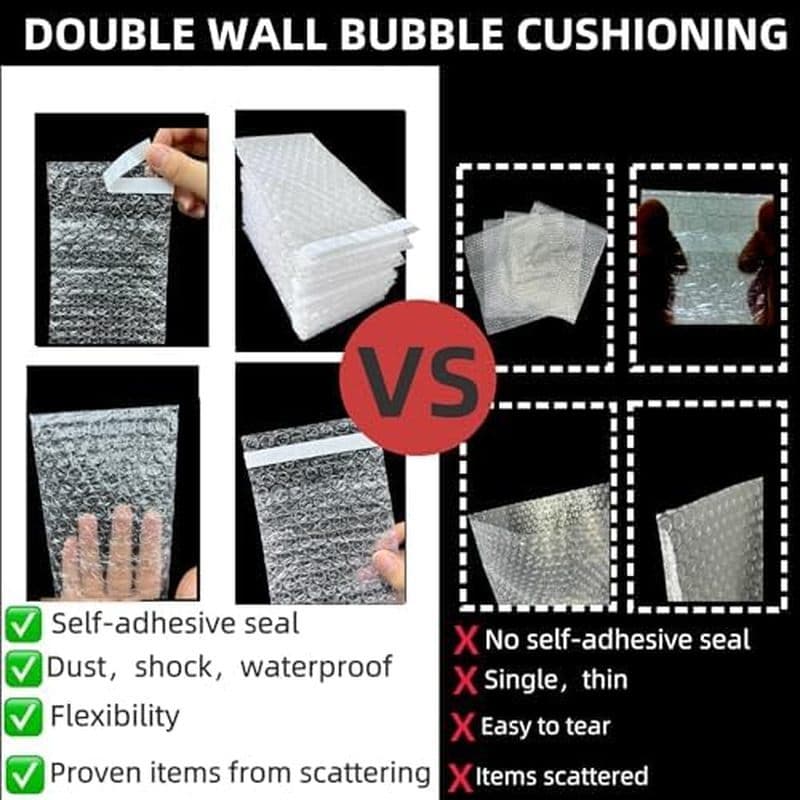 300 Pacotes De Bolsas De Plástico Bolha De 3x4 Polegadas , Sacos De Bolhas Transparentes Com Vedação Automática De Pared