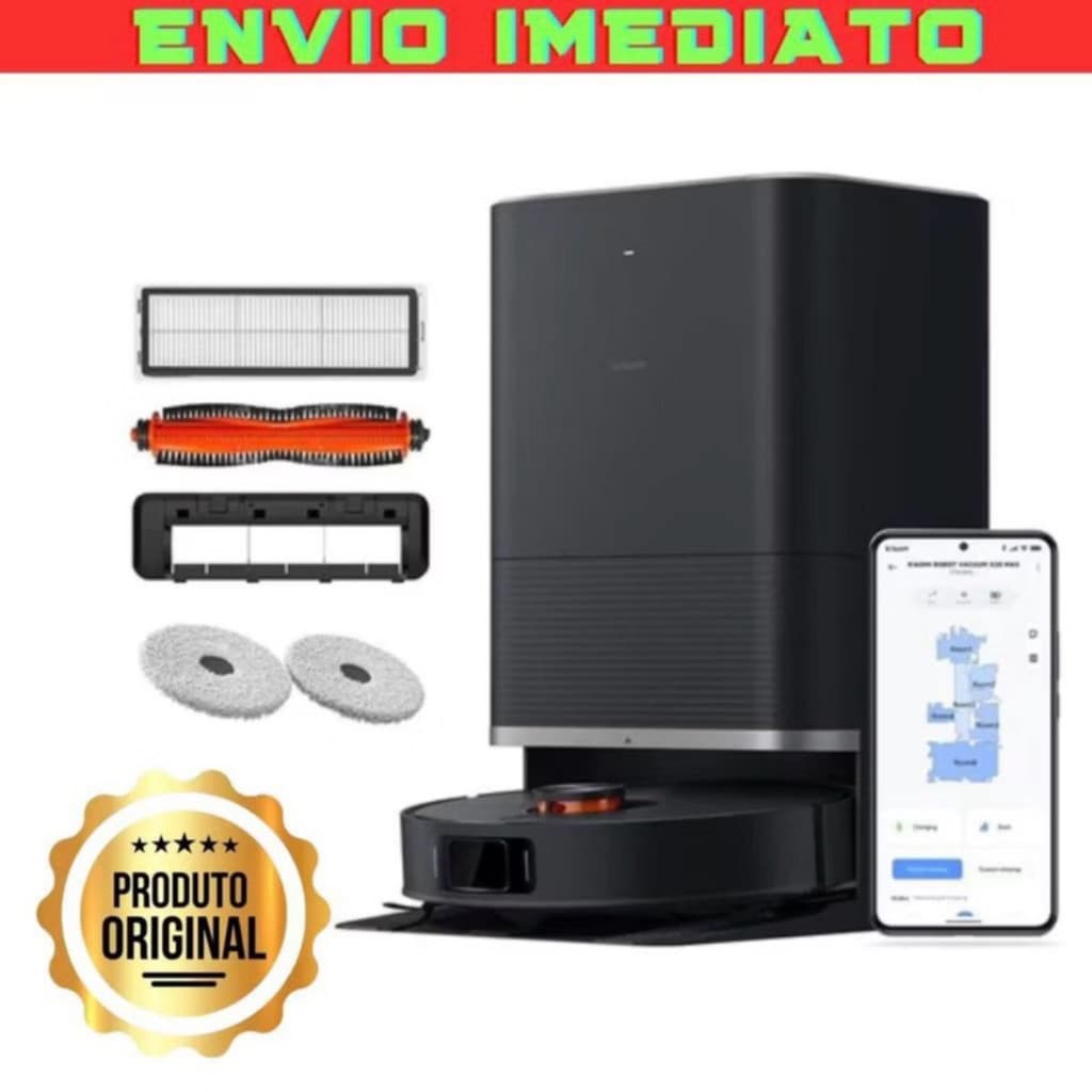 Robô Aspirador Xiaomi Robot Vacuum Cleaner X20 Max BHR9218US /8000PA/ 5200MAH / 110 E 220V - Preto