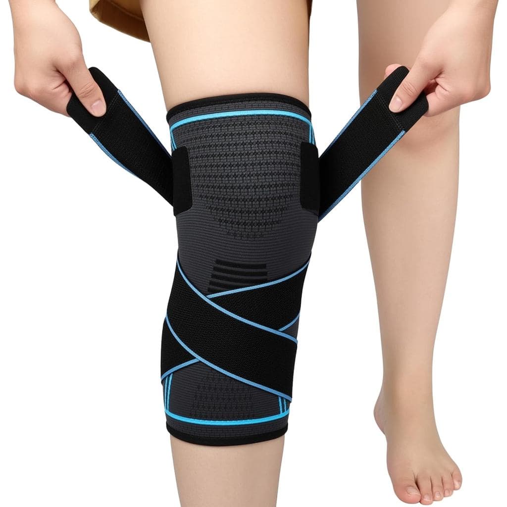 Joelheira esportiva HOTUT, joelheira para ligamentos, joelheira elástica ajustável, joelheira de compressão esportiva, a