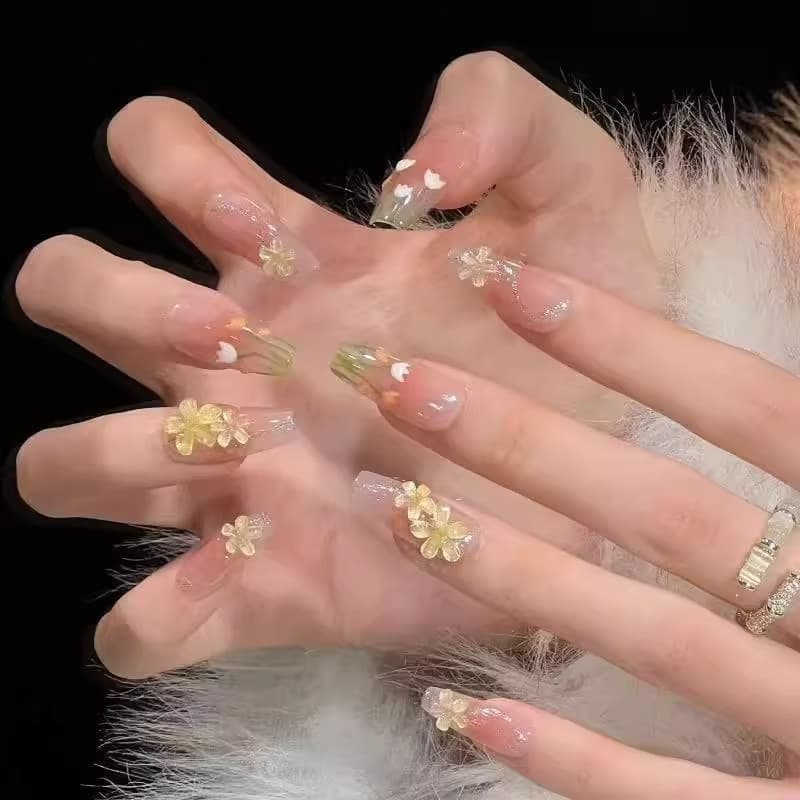 2026 Novo estilo usando unhas menina outono inverno novo estilo tulipa pintada à mão 2026 adesivo de Manicure para menin