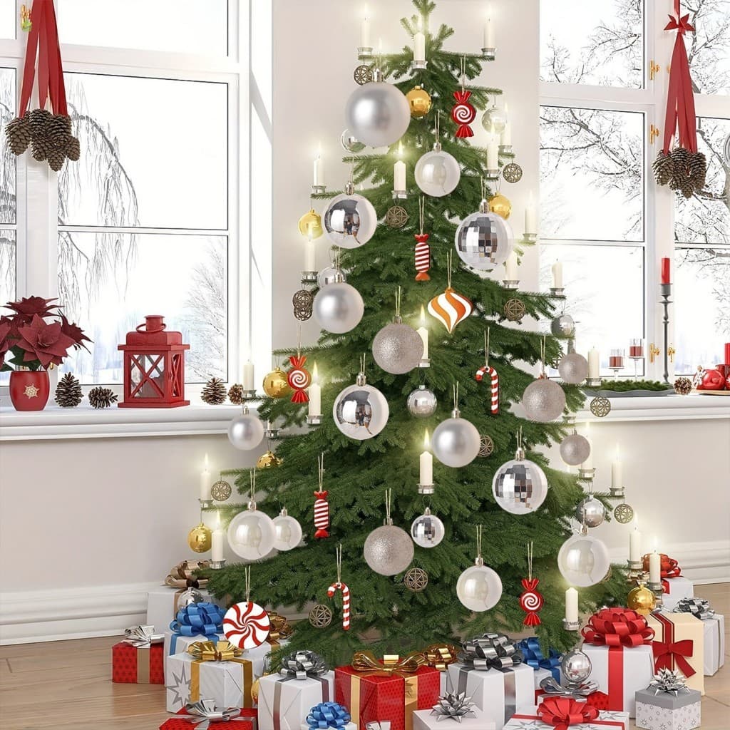 Conjunto De Bolas De Enfeite De Natal De 36 Unidades Com Plástico Galvanizado Para Decoração De Árvores De Férias