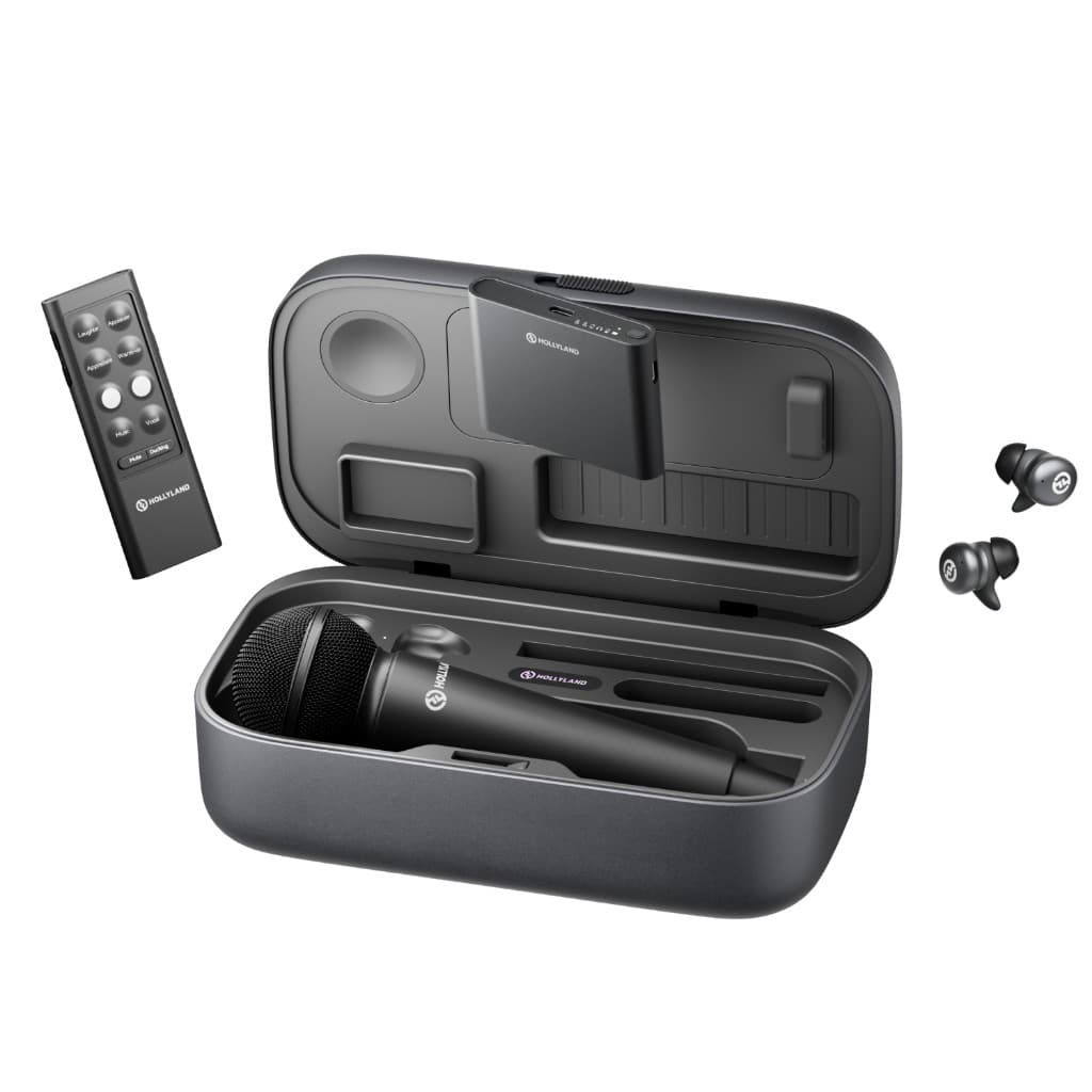 Microfone Sem Fio Hollyland MELO P1 com Mixer, USB-C, Cancelamento de Ruído IA para Live Podcast Shows Transmissões