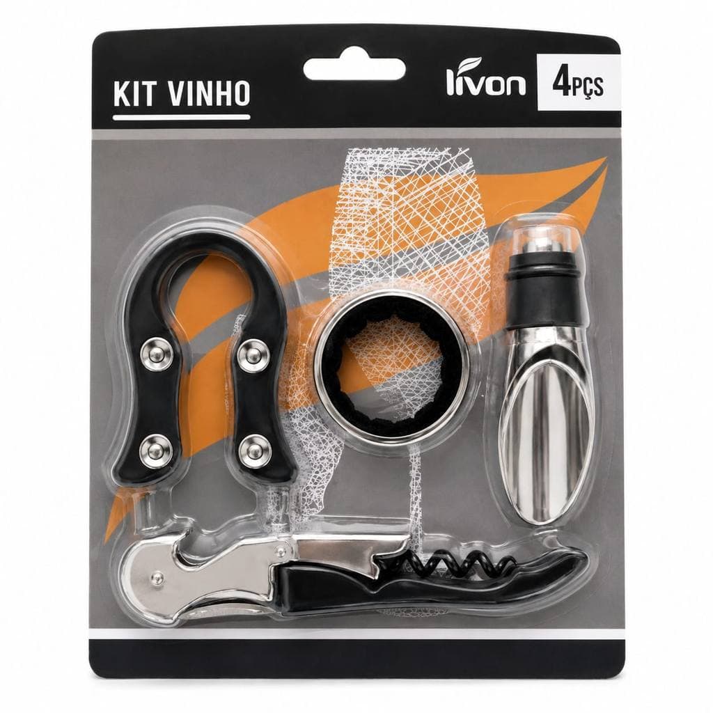 Kit Vinho C/ Corta Lacre/ Dosador / Anel /Abridor