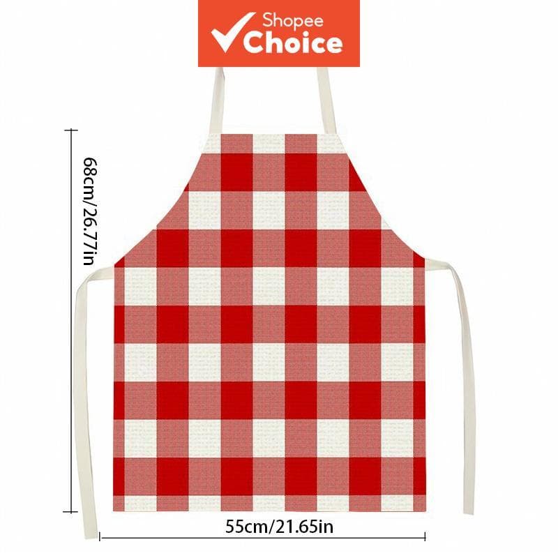 1 peça avental de xadrez vermelho simples, avental de cozinha de tecido agradável para cozinha doméstica, confeitaria,