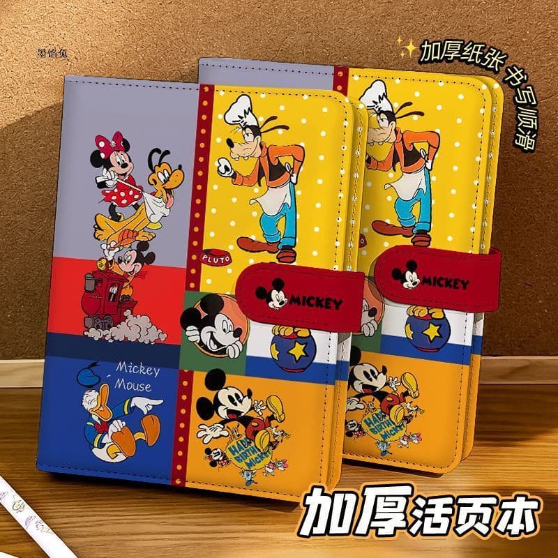 Mickey impressão couro fivela magnética A5 criativo caderno estudante diário A6 manual bloco de notas dos desenhos anima