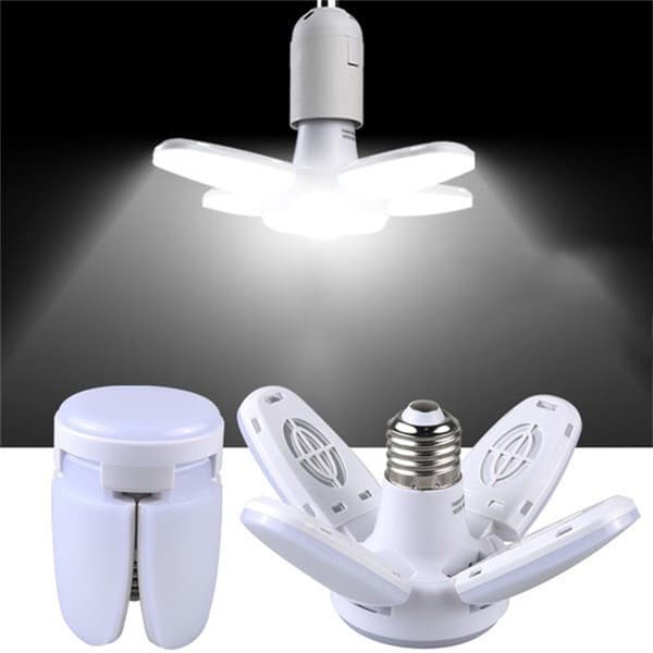 Lâmpada LED Ventilador 28W 110V E27 Ajuste 90° para Garagem, Cozinha e Depósito