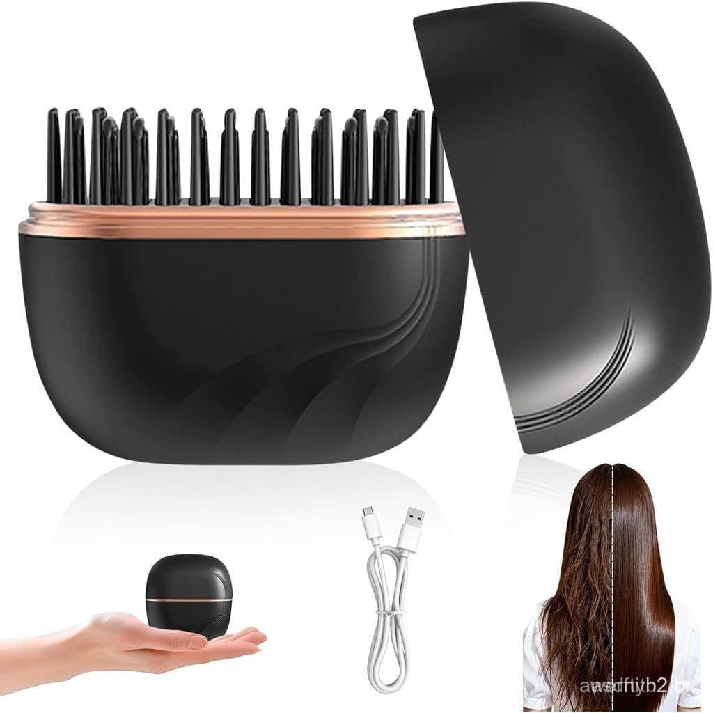 Mini Alisador de Cabelo Sem Fio Portátil, Escova Alisadora de Cabelo Mini Recarregável, Escova Alisadora de Cabelo Sem F
