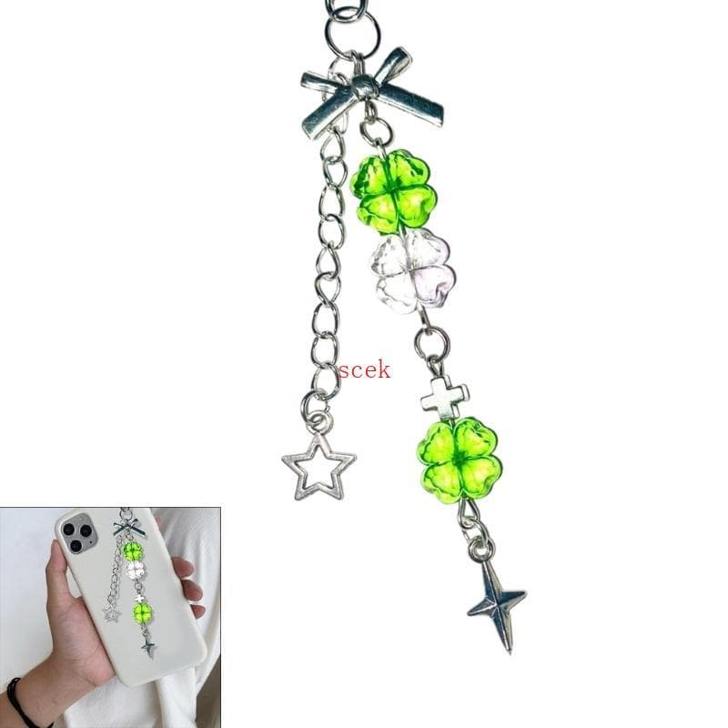scek Delicado Telefone Charme Chaveiro Frisado Saco Pingente Para E Meninas Transportar Sorte