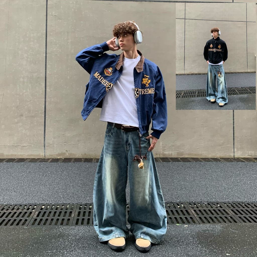 Americano Retro rua High-End Harrington casal jaqueta outono bordado jaqueta topo street Wear masculino feminino 7.27