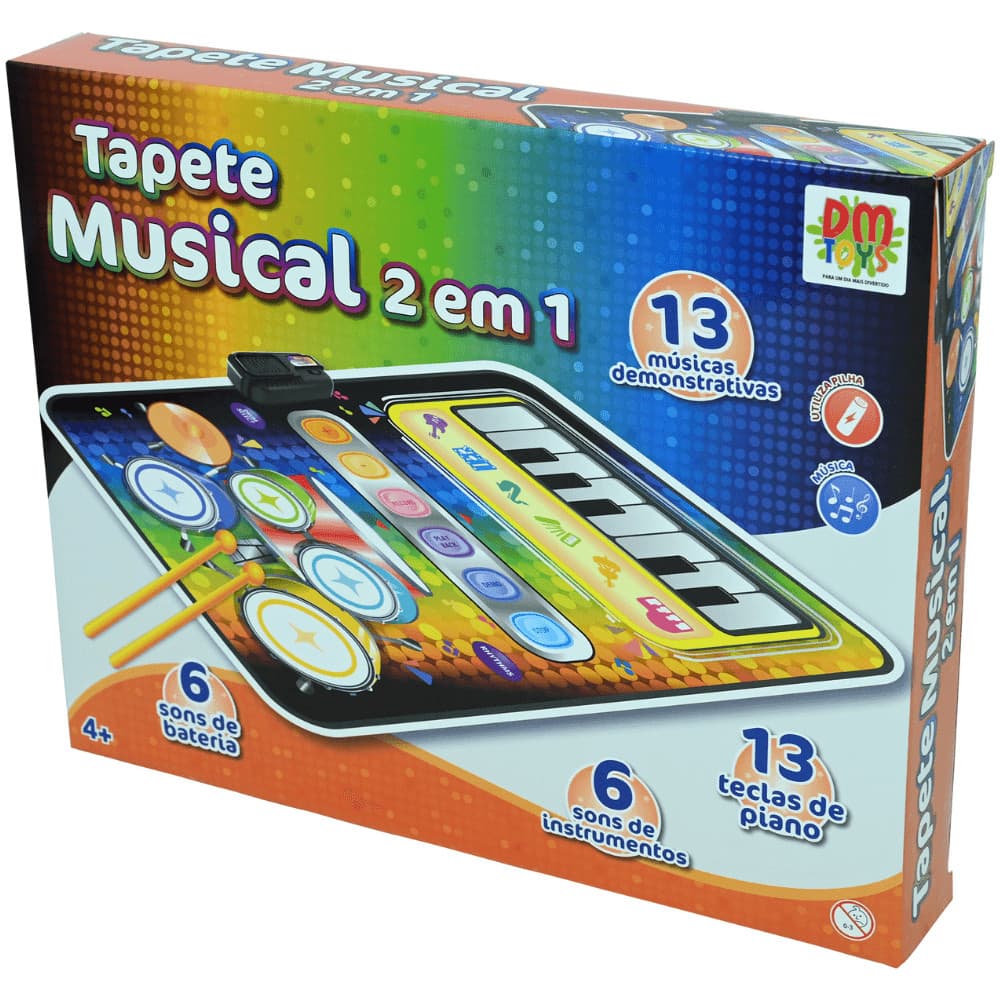 Tapete Musical 2 em 1 Bateria e Teclado - DM Toys