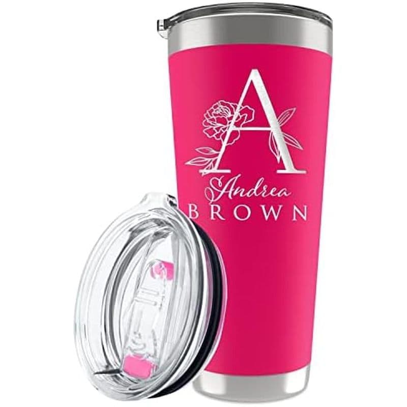 Copo Personalizado Com Nome Gravado-12 Designs , De Café De 20 Onças Tampa Deslizante , Ouro Rosa , Isolamento De Parede