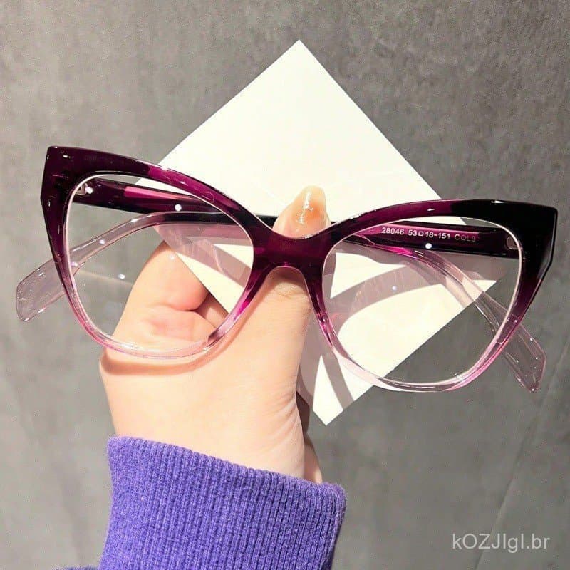 Fashion Square Cat Eye Gradient Color Glasses Frame Retro Ladies Men Transparent Novo Estilo Anti-Blue Light Trendy Glas
