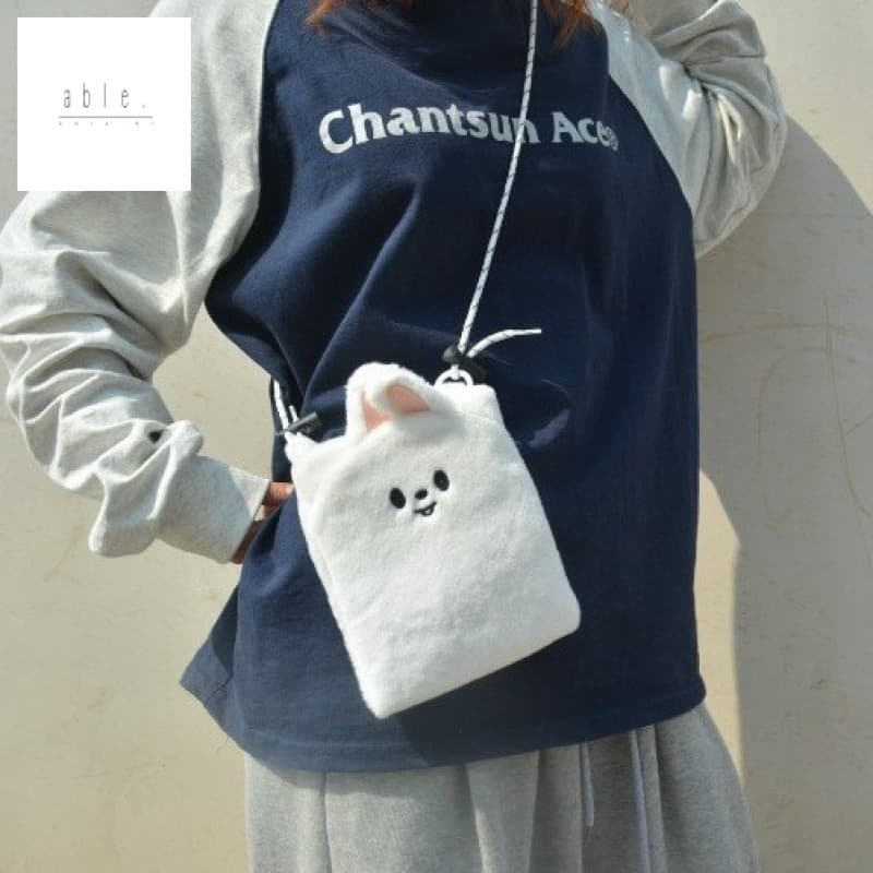 Bolsa De Ombro De Pelúcia De Pele De Coelho-Mini Armazenamento StrayKids Cartoon Para Mulheres E Homens