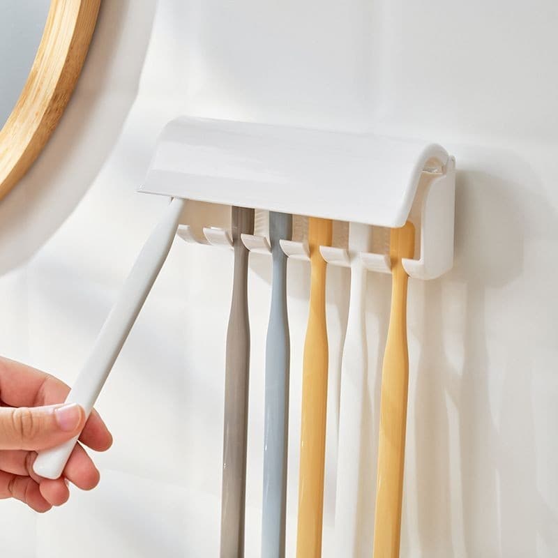Rack de escova de dentes montado na parede, Rack de escova de dentes Manual sem perfuração, armazenamento antipoeira