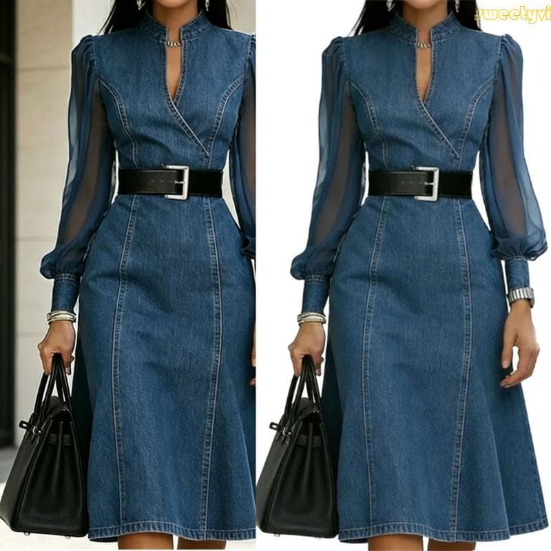 Vestido Decote V Para Vestidos Leves Mistura Poliéster Ideais Trabalho E Férias