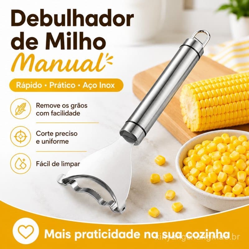 Debulhador de Milho Manual Aço Inox 304 Ralador Removedor de Grãos da Espiga Utensílio de Cozinha