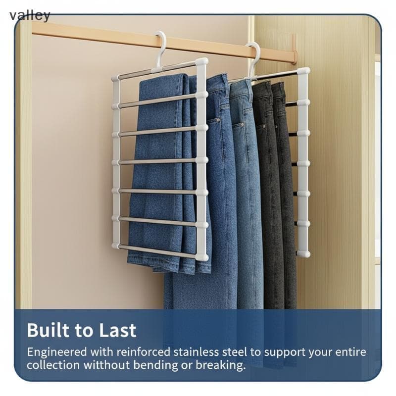 [VLY] Calças Dobráveis Ra 5 Camadas Organizador De Armazenamento De Guarda-Roupa Que Economiza Espaço Cabide Para Organi