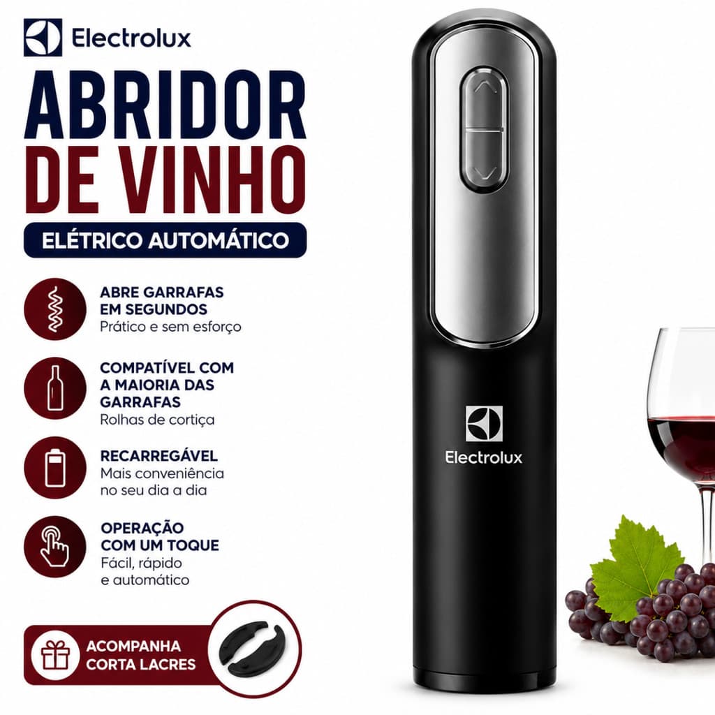 Saca Rolha Abridor De Vinho Elétrico Recarregável Automático Carregamento por usb