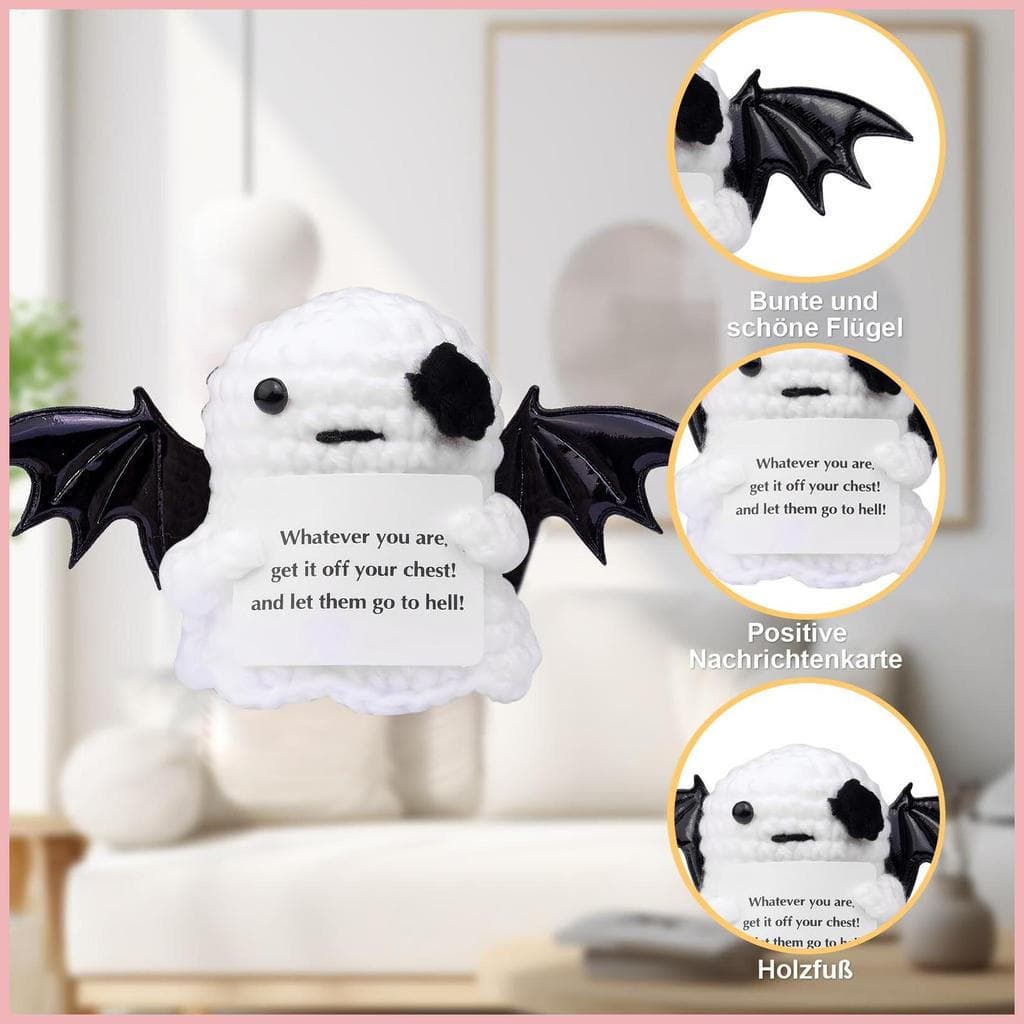 Fantasma de Crochê com Emoção Positiva, Decoração Divertida para Mesa, Boneco de Lã Tricotado, adequado para alpilyn3br