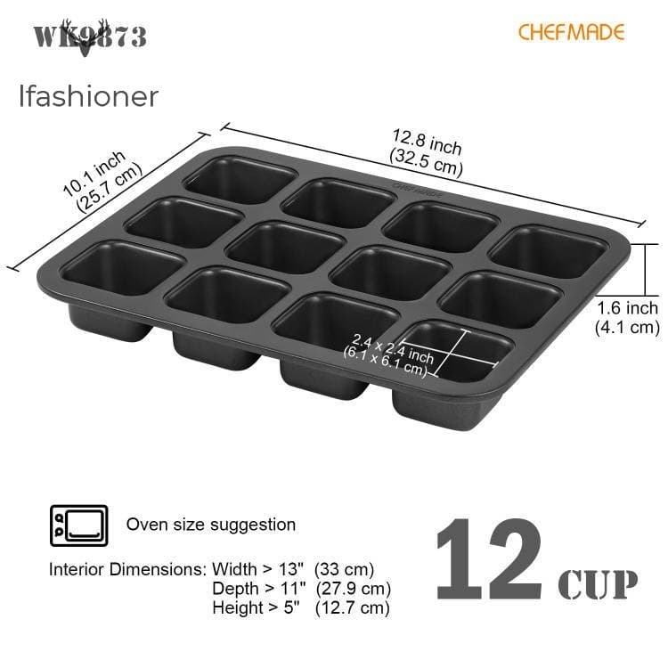 Forma De Bolo Browniess Antiaderentes-Bakeware Quadrado Para Muffin Com Cavidade 12/20