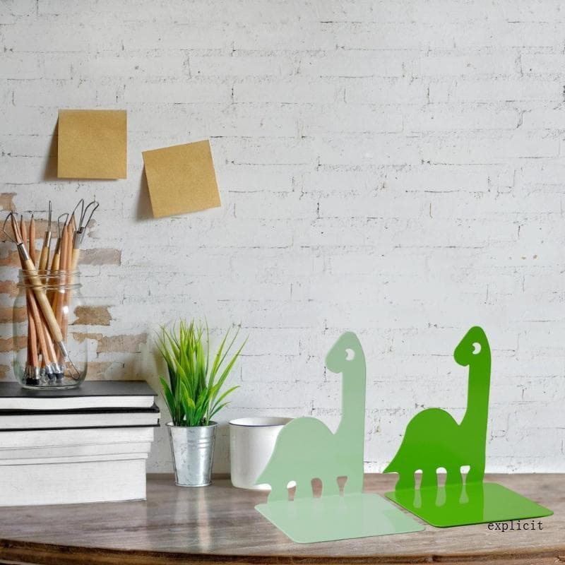 Exp 2 Peças Metal Para Livros, Suporte Extremidade Livro, Dinossauro, Rolha