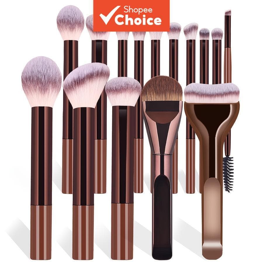 Conjunto De Pincéis De Maquiagem Tudo-Em-Um , 15 Peças , Base , Iluminador , Blush , Contorno , Sombra , Corretivo Labia