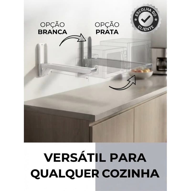 Suporte Micro-ondas Parede Ultra Resistente 30kg Ajustável Universal Aço Reforçado Fácil Instalação