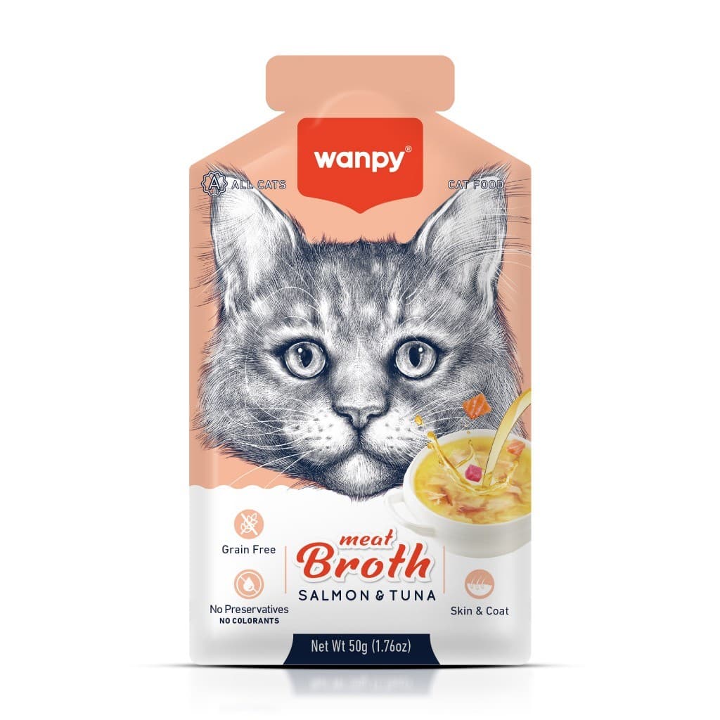 Truly Wanpy Petisco Sopa para Gatos Sabor Salmão e Atum 50g