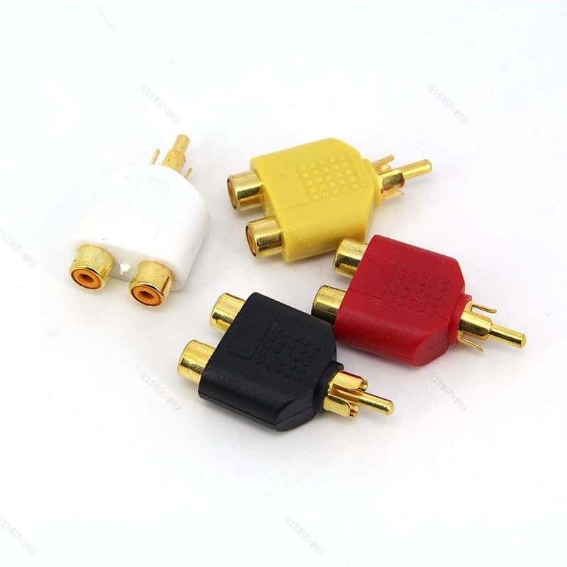 2/4 Pçs Banhado A Ouro Conversor Divisor De Áudio E Vídeo 1 rca Macho Para 2 Fêmea Soquete AV Acoplador Conector Adaptad