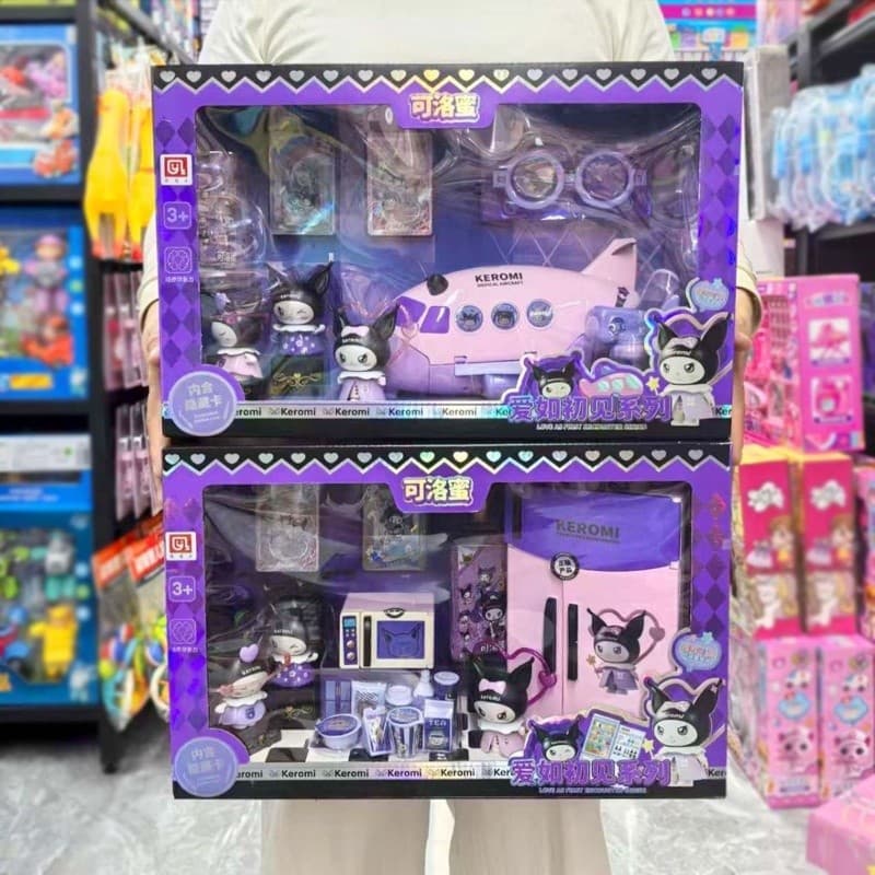 Conjunto de brinquedos para meninas da série Kuromi, geladeira de cozinha, caixa de presente, presente de aniversário pa