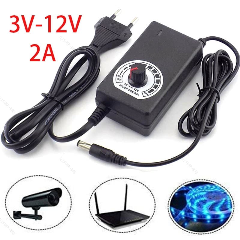 Adaptador De Alimentação AC 100V-220V Para DC 3v 12V 2A , Conector De Fonte , Ajustável , Carregador De Parede BR15B3