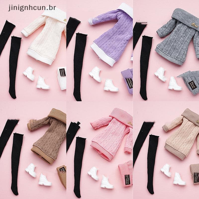 jinignhcun 1 Conjunto De Roupas De Boneca De 30cm , Acessórios De Vestir , Suéter , Chapéu , Stoings , Terno De Menina ,