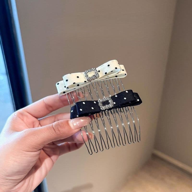 Pente de cabelo com laço de bolinhas de diamante Flash mostrando temperamento pente de inserção de bolinhas de alta qual