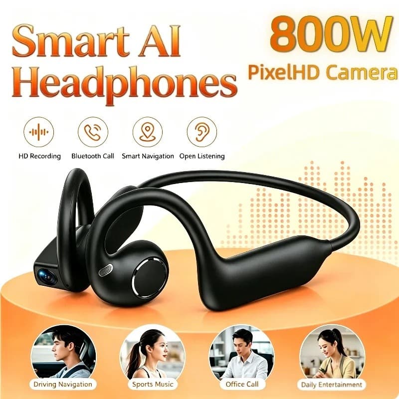 E12 Inteligente AI Fones De Ouvido 800W Câmera Vídeo Alta Fidelidade Bluetooth Música Tradução Q & A Reconhecimento Imag