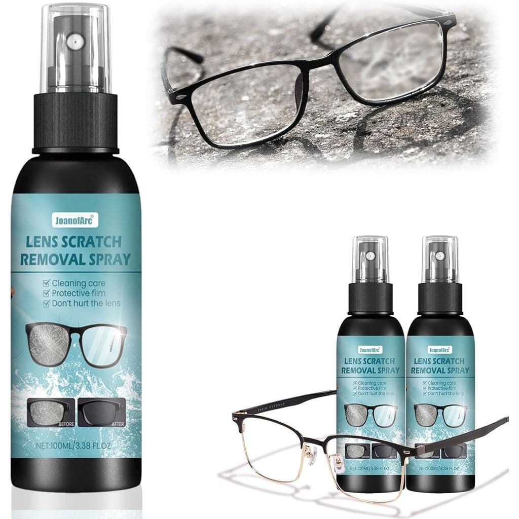 Removedor de arranhões para lentes (2 peças), removedor de arranhões para óculos, spray limpador de óculos, spray remove