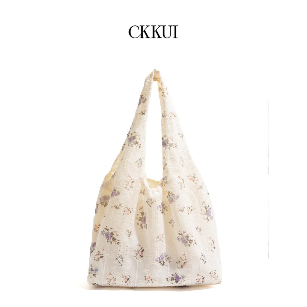CKKUI Estilo Coreano Estilo Suave Bolsa Floral Estilo Feminino 2025 Início do Verão Desgaste Bolsa Preguiçosa Commuter B