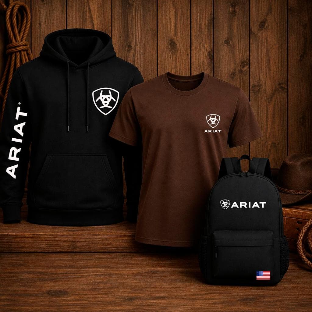 Kit Country Estampa Ariat Moletom + Camiseta + Mochila Rodeio
