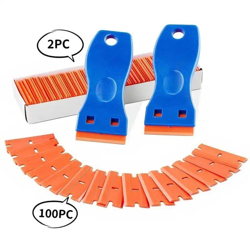 Raspador de Lâmina de Plástico, 2 Peças de Ferramenta Raspadora, 120 Lâminas de Plástico, para Remover Adesivos, Decalqu