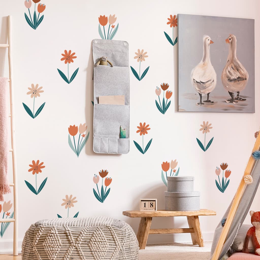 Flores criativas flores planta adesivos de parede, sala de estar decoração de fundo adesivos de parede