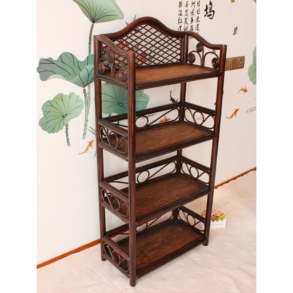 Prateleira de estudo planta Natural rattan estante simples prateleira indonésia rattan livro jornal prateleira quatro-T